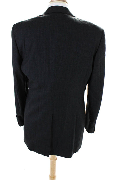 Kilgour, French & Stanbury Mens Wool Pinstripe Two Button Blazer Gray Size 44