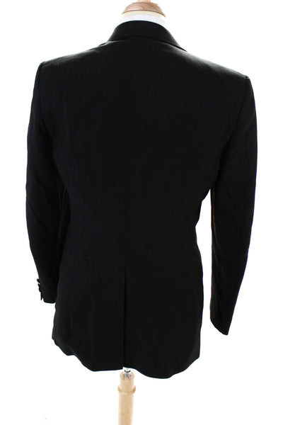 Barneys New York Mens Collared One Button Long Sleeved Blazer Black Size 41 Long