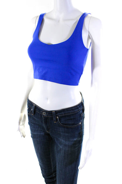 All Access Women's V-Neck Sleeveless Lined Cropped Top Blue Size XS