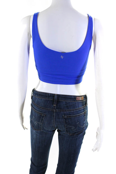 All Access Women's V-Neck Sleeveless Lined Cropped Top Blue Size XS