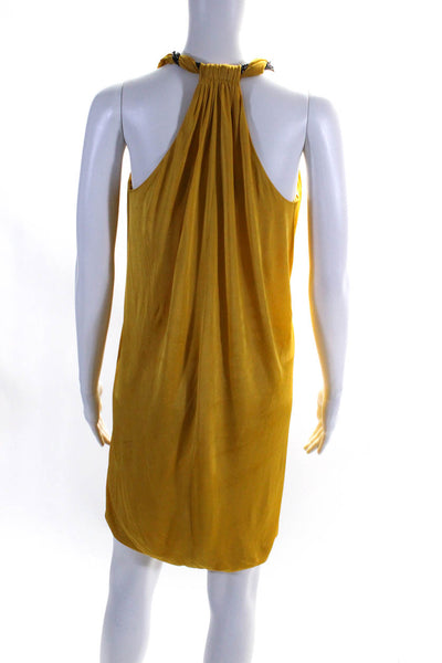 Yigal Azrouel Womens V Neck Chain Link Detail Sleeveless Dress Yellow Size 1