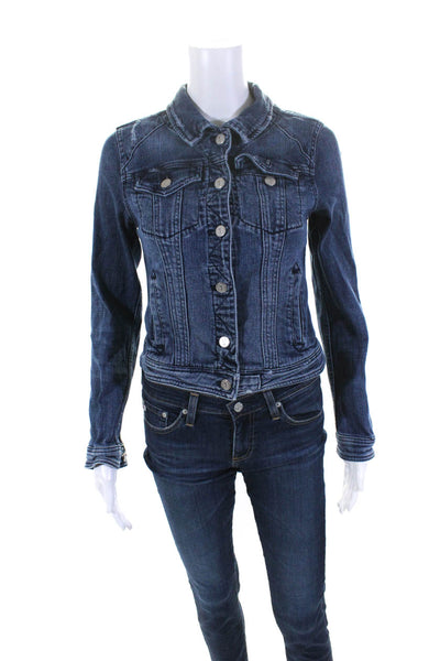 Pilcro and the Letterpress Anthropologie Womens Collared Jean Jacket Blue Small