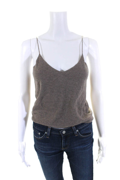 T Alexander Wang Womens Spaghetti Strap V Neck Cropped Tank Top Brown Size Small