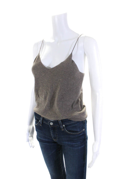 T Alexander Wang Womens Spaghetti Strap V Neck Cropped Tank Top Brown Size Small