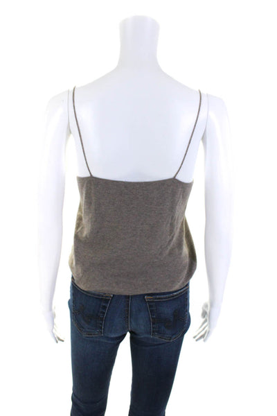 T Alexander Wang Womens Spaghetti Strap V Neck Cropped Tank Top Brown Size Small