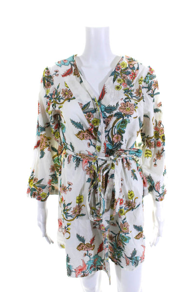 Plum Pretty Sugar Womens Long Sleeve Floral Wrap Dress White Multi Size Small