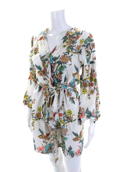 Plum Pretty Sugar Womens Long Sleeve Floral Wrap Dress White Multi Size Small