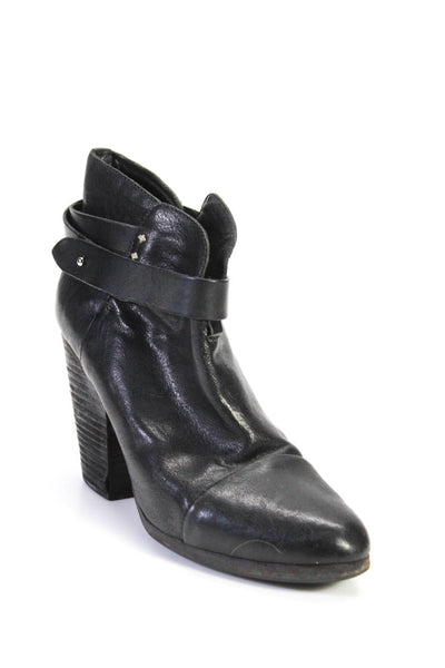 Rag & Bone Womens Block Heel Ankle Strap Booties Black Leather Size 39