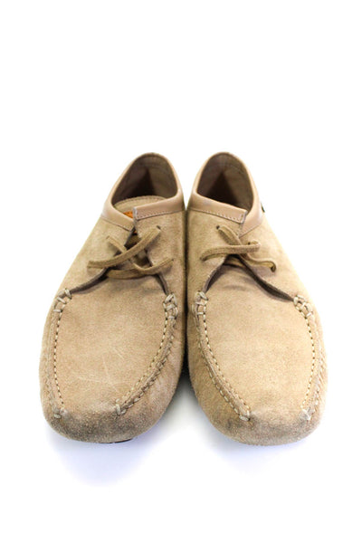 Louis Vuitton Womens Taupe Suede Lace Up Oxford Shoes Size 5.5
