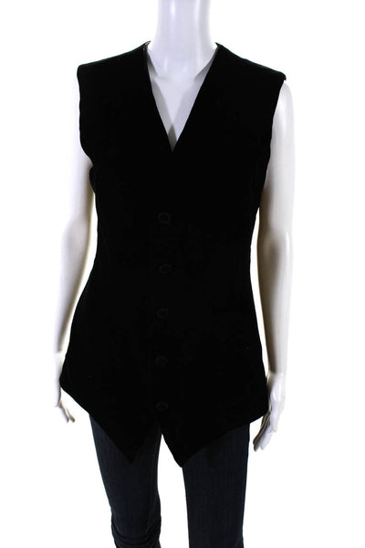Anne Pinkerton Womens Textured Buttoned V-Neck Sleeveless Vest Top Black Size 8