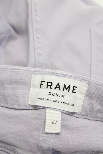 Frame Womens Cotton Buttoned Le Crop Mini Bootcut Pants Lilac Size EUR27