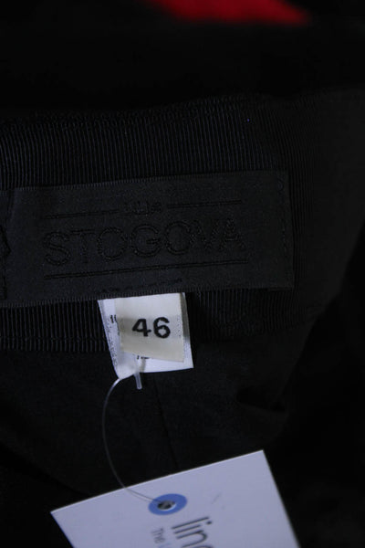 Stogova Womens Back Zip Faux Leather Trim Cashmere Midi Skirt Black Size IT 46