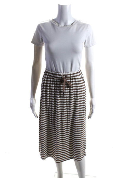 B. Yu Miri 2.0 Womens Midi Striped Woven A Line Skirt Brown White Black XL Lot 2