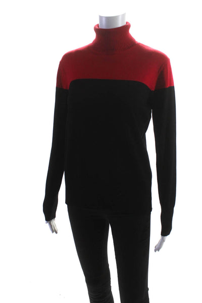 Cynthia Rowley Womens Long Sleeve Turtleneck Sweater Black Red Size Medium