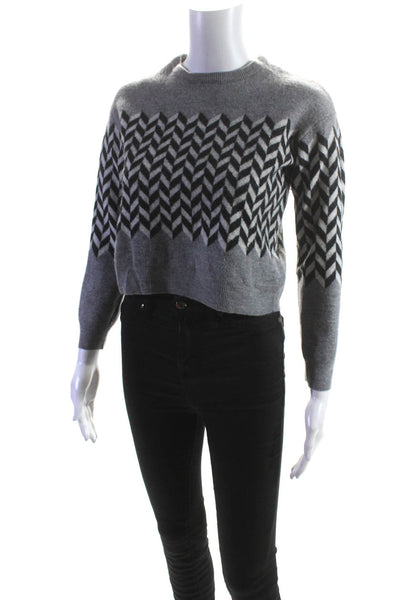 Minnie Rose Womens Crew Neck Cropped Illusion Sweatshirt Gray Wool Size Medium