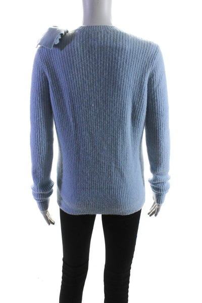 Ted Baker London Womens Crew Neck Waffle Knit Bow Sweatshirt Blue Size 1