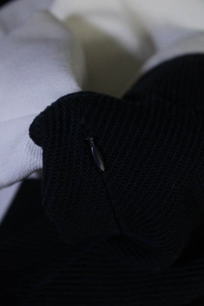 Sandro Paris Womens Collared Short Sleeved Zipper Shift Dress Navy White Size 40