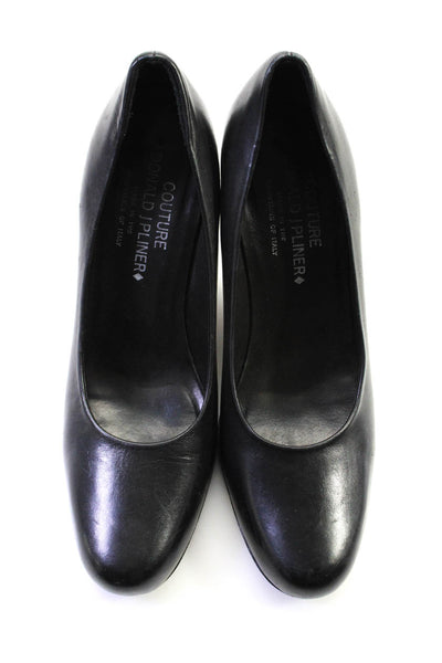 Donald J Pliner Womens Leather Almond Toe Block High Heel Pumps Black Size 9M