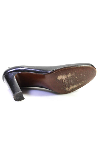 Donald J Pliner Womens Leather Almond Toe Block High Heel Pumps Black Size 9M