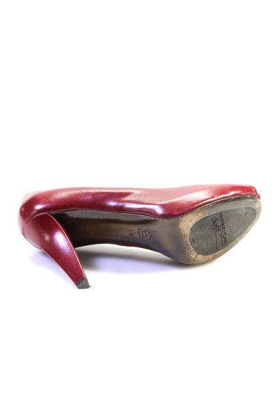 Donald J Pliner Womens Leather Peep Toe Platform Pumps Dark Red Size 9US 39EU