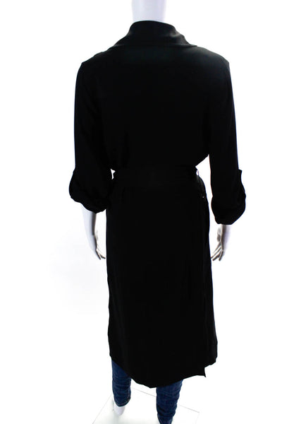 Babaton Womens Tied Waist Long Sleeved Long Robe Cardigan Jacket Black Size XS