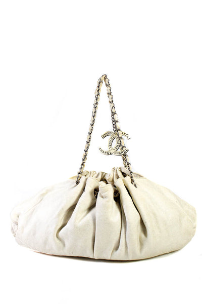 Chanel Womens Chain Link Logo Strap Melrose Cabas Satchel Shoulder Handbag Off W
