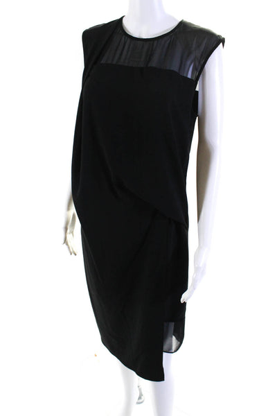 Helmut Lang Womens Black Mesh Drape Crew Neck Sleeveless Shift Dress Size 10