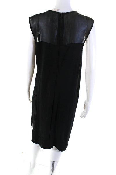 Helmut Lang Womens Black Mesh Drape Crew Neck Sleeveless Shift Dress Size 10