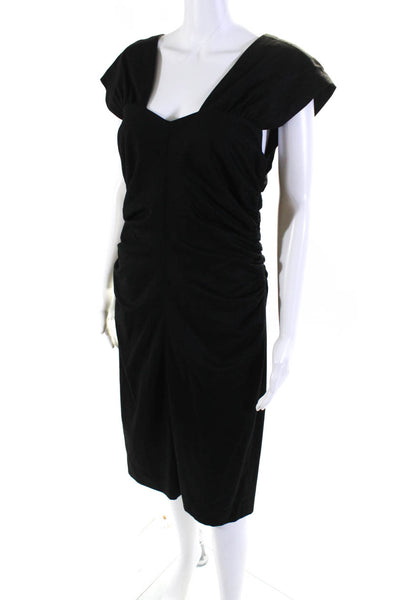 Robert Rodriguez Womens Black Ruched V-Neck Sleeveless Bodycon Dress Size 8