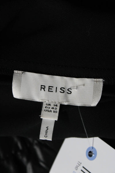 Reiss Womens Black Mesh Trim Boat Neck Short Sleeve Shift Dress Size 10