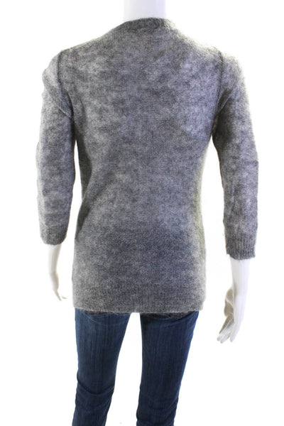 J Crew Womens Loose Knit V Neck Button Up Cardigan Sweater Gray Mohair Small