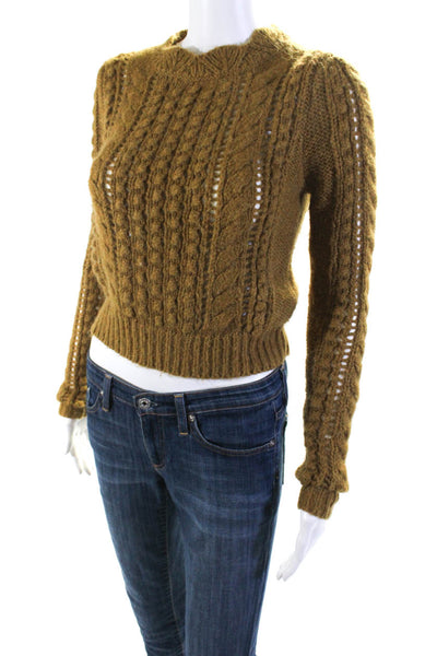 Wilfred Womens Crew Neck Chunky Cable Knit Sweater Brown Size Extra Small