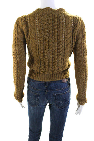 Wilfred Womens Crew Neck Chunky Cable Knit Sweater Brown Size Extra Small