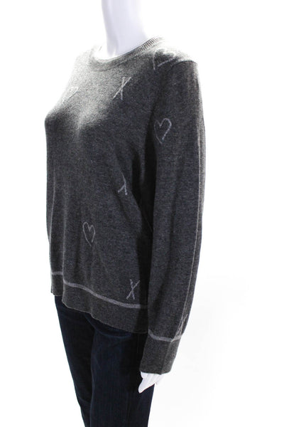 Splendid Women's Round Neck Long Sleeves Novelty Print Sweater Gray Size S