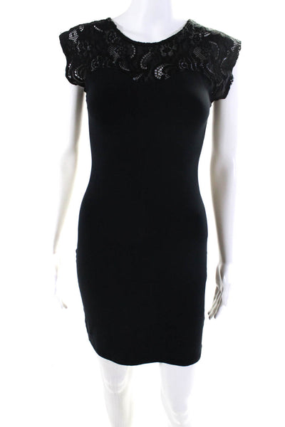 David Lerner Womens Floral Lace Patchwork Sleeveless Midi Dress Black Size M