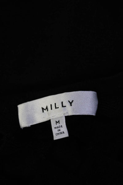 Milly Womens Sleeveless Scoop Neck Open Knit Boxy Top Black Size Medium