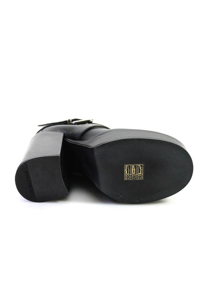 Jil Sander Womens Leather Buckled Platform Heeled Ankle Boots Black Size 5.5
