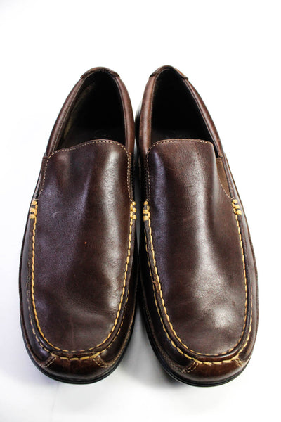 Cole Haan Men's Round Toe Slip-On Rubber Sole Leather Loafers Brown Size 9