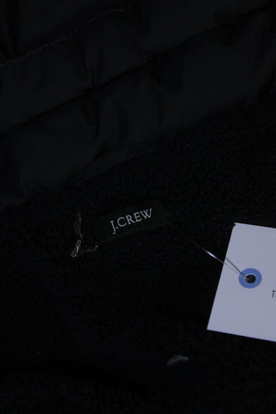 J Crew Womens Hooded Long Sleeve Full Zip-Up Puffer Coat Jacket Black Size S