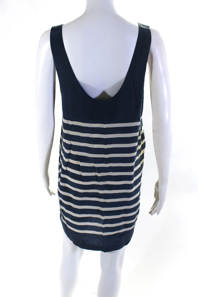 Joie Womens Scoop Neck Striped Sleeveless Tank Dress Navy Ivory Size Small