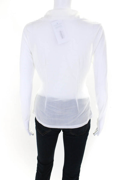 Superdown Womens Woven Sheer Collared Long Sleeve Front Knot Blouse White Size S