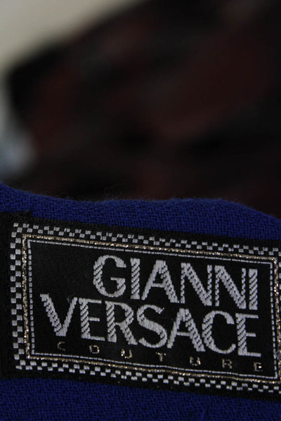 Gianni Versace Womens Woven Zippered Side Knee Length Pencil Skirt Blue Size L