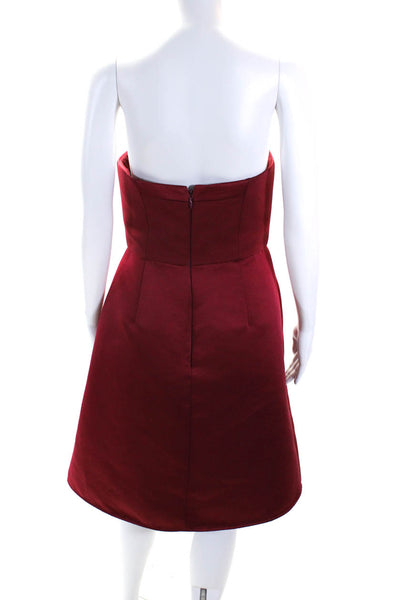 Halston Heritage Womens Strapless High Waist A Line Dress Cranberry Red Size 4