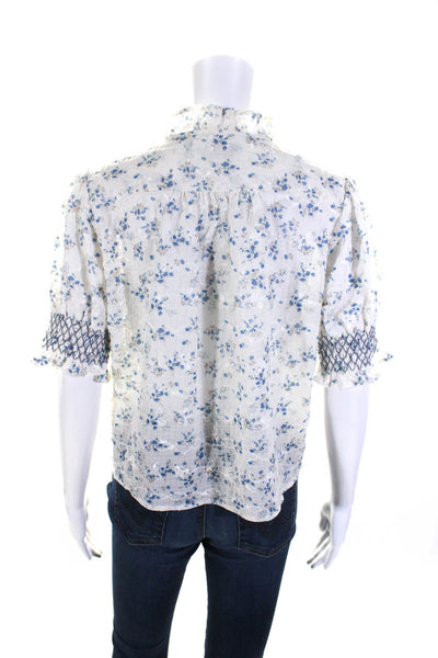 The Shirt Rochelle Behrens Womens Short Sleeve Crew Neck Floral Top White Small