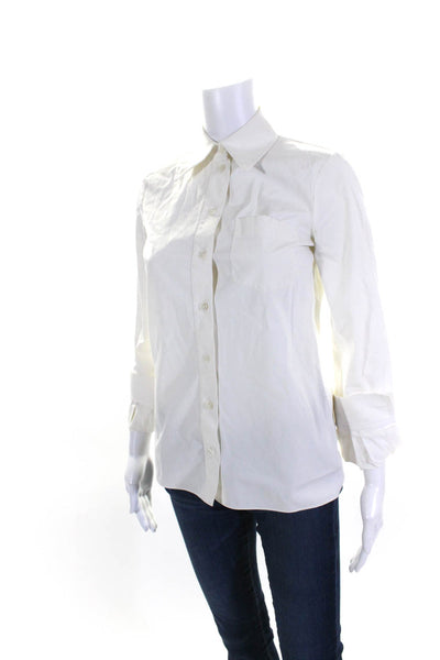 Michael Kors Collection Womens Long Sleeves Button Down Shirt White Cotton Size