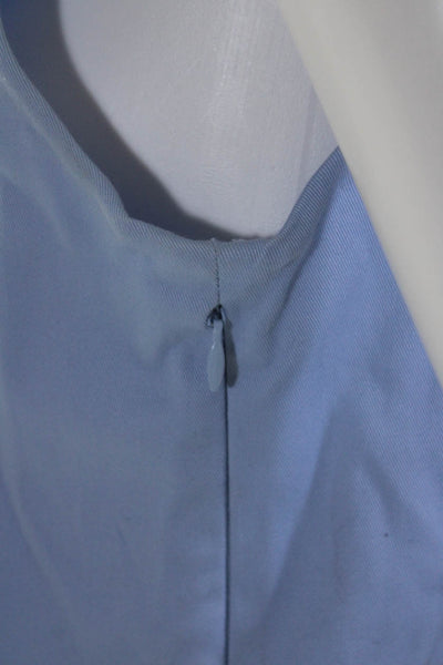 Tory Burch Women's Cotton Sleeveless Halter Neck Shift Dress Blue Size 8