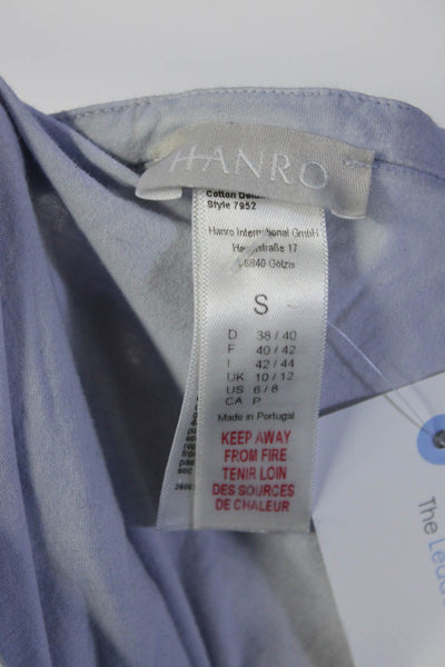 Herno BlueWomens Sleeveless V Neck Button Front Sleep Shirt Blue Cotton Small