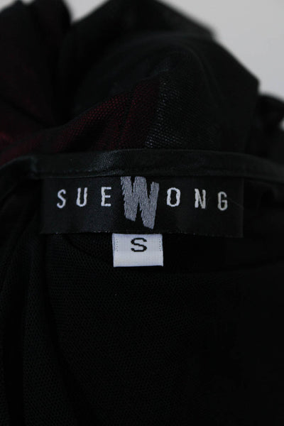 Sue Wong Womens Button Front Open Knit Kimono Dress Set Black Red Size Small