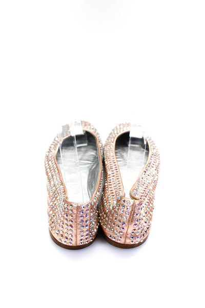 Giuseppe Zanotti Design Womens Leather Jeweled Ballet Flats Pink Size 37.5 7.5