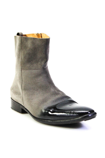 Jean-Michel Cazabat Mens Gray Black Ombre Leather Ankle Boots Shoes Size 10